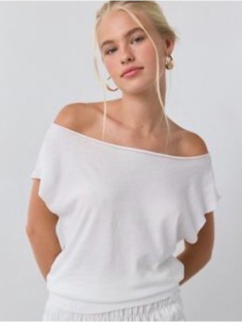 Out from under off the shoulder banded hem tee
